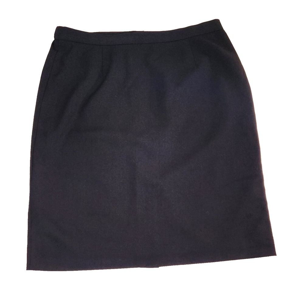 Allison Morgan Woman Black Midi Skirt Zip Back Slit Size 14 Business Casual